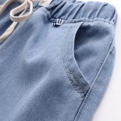 Juwas NEW ARRIVAL Retro Japanese Cat Embroidery Elastic Waist Jean