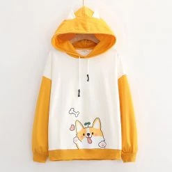Juwas CLOTHING Cute Shiba Inu Print Hoodie