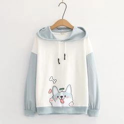 Juwas CLOTHING Cute Shiba Inu Print Hoodie