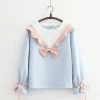 Juwas CLOTHING Bow Ruffle Drawstring Sweatshirt