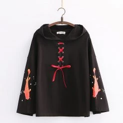 Juwas CLOTHING Japanese Carp Lace Up Sweatshirt