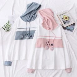 Juwas CLOTHING Sleeping Cat Print Hoodie