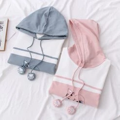 Juwas CLOTHING Sleeping Cat Print Hoodie