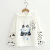 Juwas NEW ARRIVAL Japanese Sakura Cat Print Hoodie