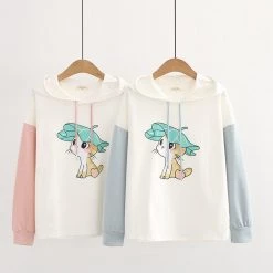 Juwas CLOTHING Kawaii Cat Leaf Hat Print Hoodie