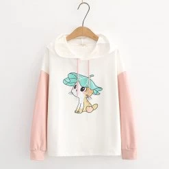 Juwas CLOTHING Kawaii Cat Leaf Hat Print Hoodie