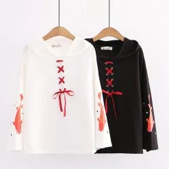 Juwas CLOTHING Japanese Carp Lace Up Sweatshirt