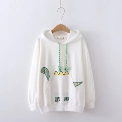 Juwas Cartoon Dinosaur Print Pocket Hoodie NEW ARRIVAL