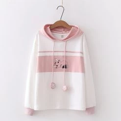 Juwas CLOTHING Sleeping Cat Print Hoodie