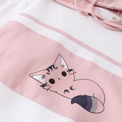 Juwas CLOTHING Sleeping Cat Print Hoodie