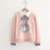 Juwas Rabbit Print Fake Two-Piece Hoodie