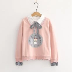 Juwas CLOTHING Bunny Print Fake-Two Sweatshirt