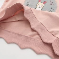 Juwas Rabbit Print Fake Two-Piece Hoodie