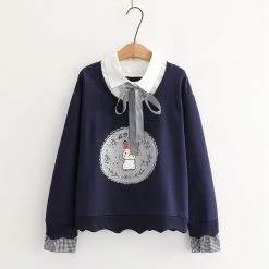 Juwas CLOTHING Bunny Print Fake-Two Sweatshirt