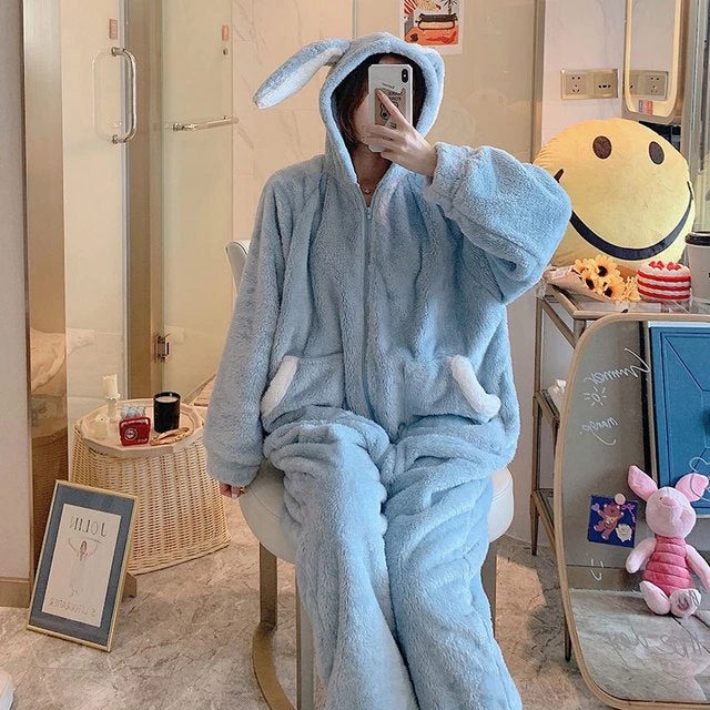Juwas CLOTHING Adorable Rabbit Hoodie Ears Fluffy Onesie 7 Juwas CLOTHING Adorable Rabbit Hoodie Ears Fluffy Onesie