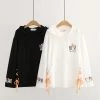 Juwas Mini Cat Print Lace Basic Hoodie