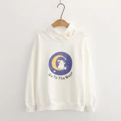 Juwas Bunny Moon Print Fake-Two Sweatshirt CLOTHING