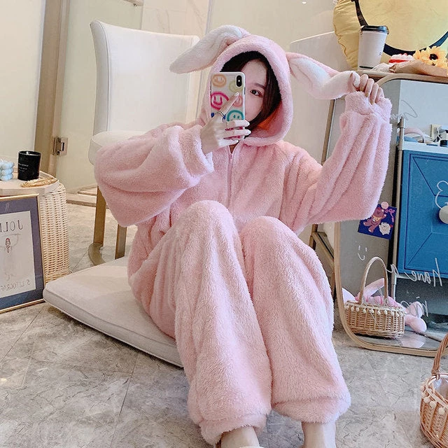 Juwas CLOTHING Adorable Rabbit Hoodie Ears Fluffy Onesie 3 Juwas CLOTHING Adorable Rabbit Hoodie Ears Fluffy Onesie