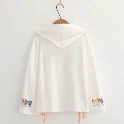 Juwas Mini Cat Print Lace Basic Hoodie