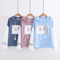 Juwas Adorable Heart Dinosaur Picture Print Hoodie CLOTHING