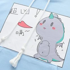 Juwas Adorable Heart Dinosaur Picture Print Hoodie CLOTHING