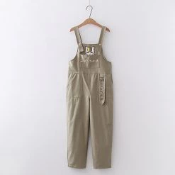 Juwas Kawaii Japanese Cat Embroider Overalls NEW ARRIVAL
