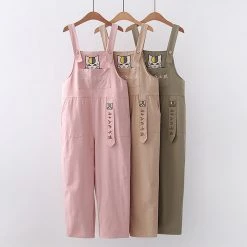 Juwas Kawaii Japanese Cat Embroider Overalls NEW ARRIVAL