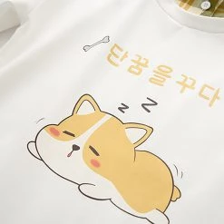 Juwas Cute Corgi Print Fake Two-Piece Sweatshirt CLOTHING