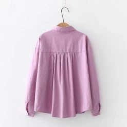 Juwas Basic White And Lavender Long Sleeve Polo Shirt CLOTHING