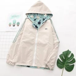 Juwas CLOTHING Duck Print Zipper Both Side Hoodie Jacket