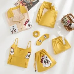 Juwas Kawaii “Don’t” Panda Yellow Sleepover Pajama Set