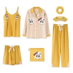 Juwas Kawaii “Don’t” Panda Yellow Sleepover Pajama Set