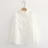 Juwas Kawaii Basic White Lolita Ruffled Long Sleeve Shirt CLOTHING 1 Juwas Kawaii Basic White Lolita Ruffled Long Sleeve Shirt CLOTHING