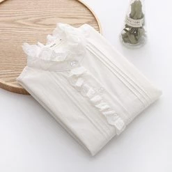 Juwas CLOTHING Basic Chic Victorian Ruffled Long Sleeve Blouse