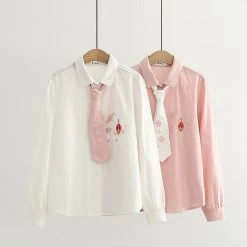 Juwas Cute Japanese Red Lantern Long Sleeve Polo Shirt