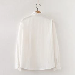 Juwas CLOTHING Basic Chic Victorian Ruffled Long Sleeve Blouse
