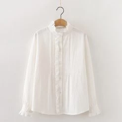 Juwas CLOTHING Basic Chic Victorian Ruffled Long Sleeve Blouse