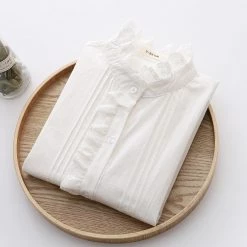 Juwas CLOTHING Basic Chic Victorian Ruffled Long Sleeve Blouse