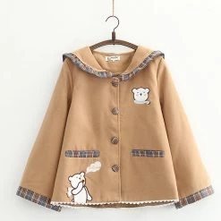 Juwas CLOTHING Kawaii White Bear Sailor Coat Jacket