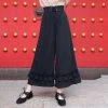 Juwas.com Online Store Special Dark High-waisted Japanese Flounce Detail Corset Wide-leg Pants