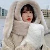 Juwas CLOTHING Lovely Long Bunny Ear Hooded Warm Soft Scarf