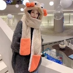 Juwas Lovely Crab Hooded Scarf Gloves