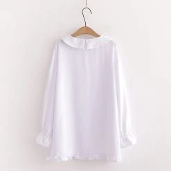 Juwas Chic Crown Printed Long Sleeve Collar Blouse