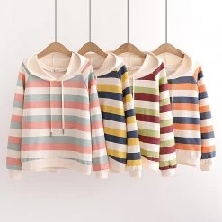 Juwas Candy Color Stripe Hoodie