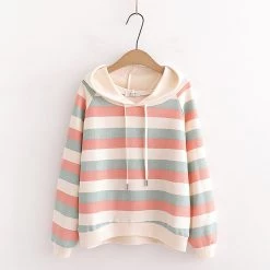 Juwas Candy Color Stripe Hoodie