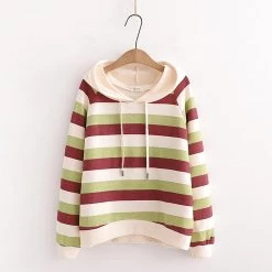 Juwas Candy Color Stripe Hoodie