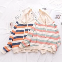 Juwas Candy Color Stripe Hoodie