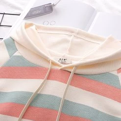 Juwas Candy Color Stripe Hoodie