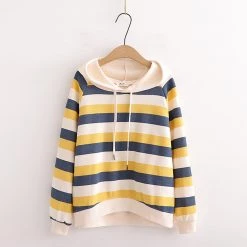 Juwas Candy Color Stripe Hoodie