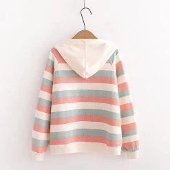 Juwas Candy Color Stripe Hoodie